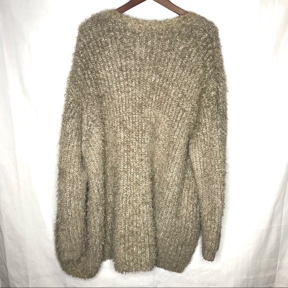 Kensie Tan Fuzzy Open Front Cardigan Size XL - Picture 3 of 5